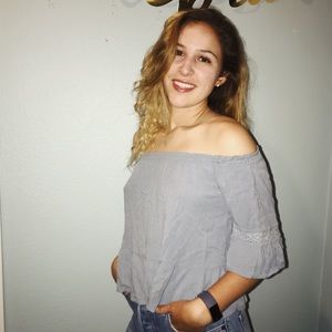 Pac Sun off-the-shoulder baby blue blouse